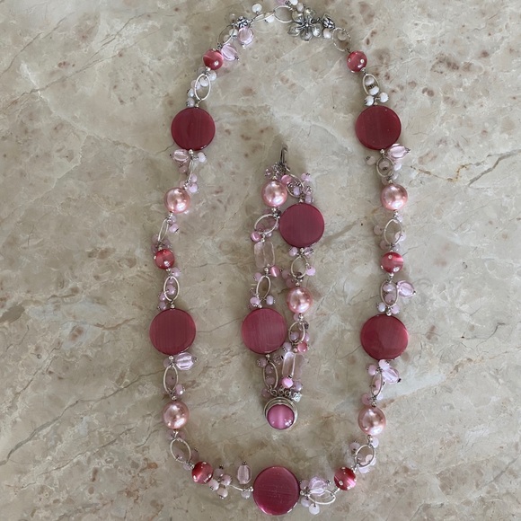 SET! Saks 5th Pink/Purple 925 Necklace & Bracelet